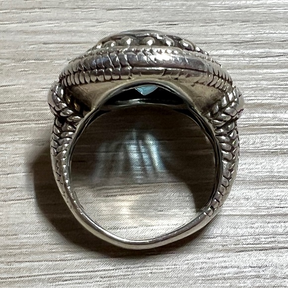 Vintage Designer Signed BJC Sterling Silver & 18K Gold Blue Topaz Ring,Size 5.75 - Picture 6 of 11